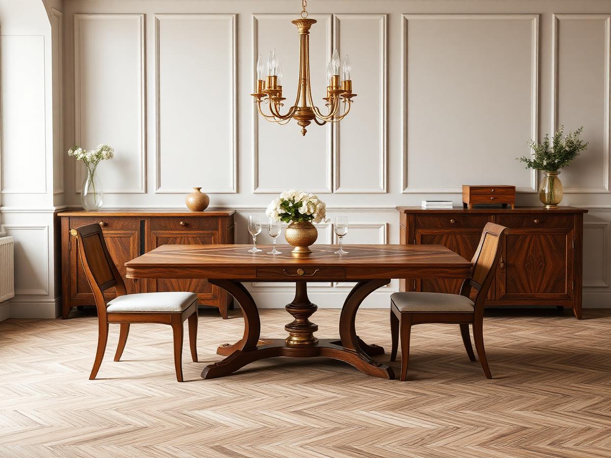Bespoke wooden dining table and sideboard in walnut